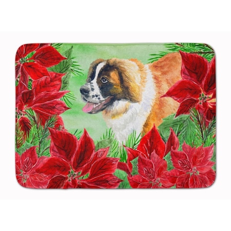 Carolines Treasures Saint Bernard Poinsettas Machine Washable Memory Foam Mat CK1327RUG